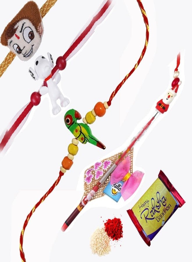 iinfinize Delightful Rakhi Pack Fun Vibrant Set for Bhai Brother Unique Collection Wristband With Roli Chawal - Image 2